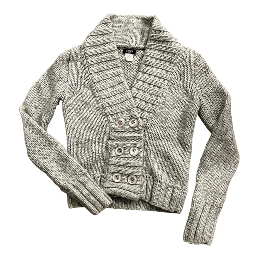 Vintage J. Crew Handknit Wool Blend Cardigan Sweater in Gray size XS - Picture 3 of 6